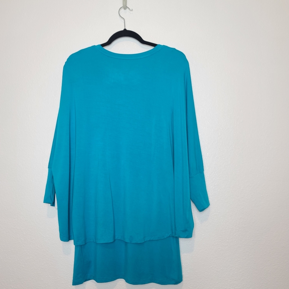 SOFT SURROUNDINGS Indeevar Jersey Knit Tunic Top in Turqoise NWT Size Me… - Picture 9 of 9